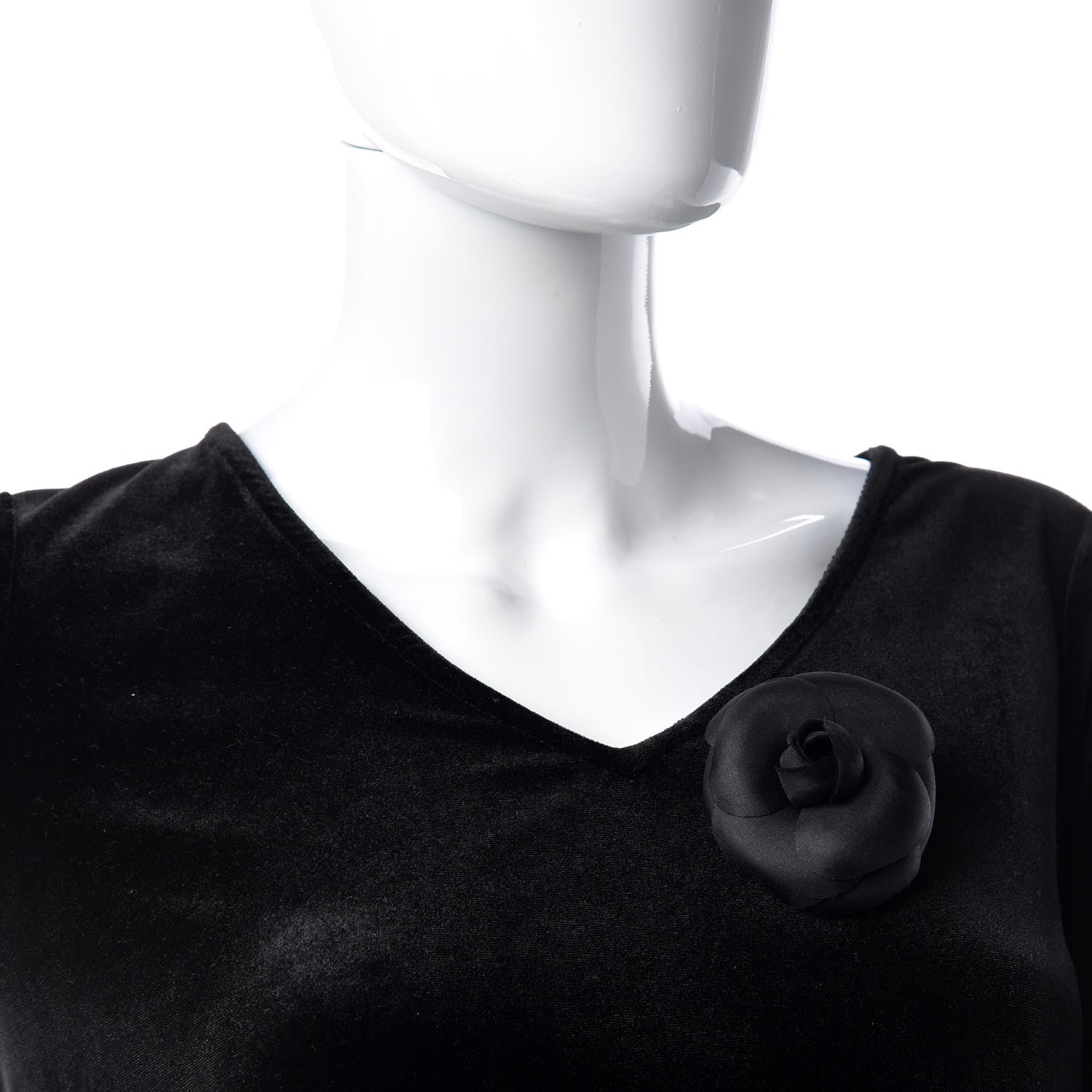 Chanel Silk Taffeta Camellia Brooch Pin Black 2 of 4