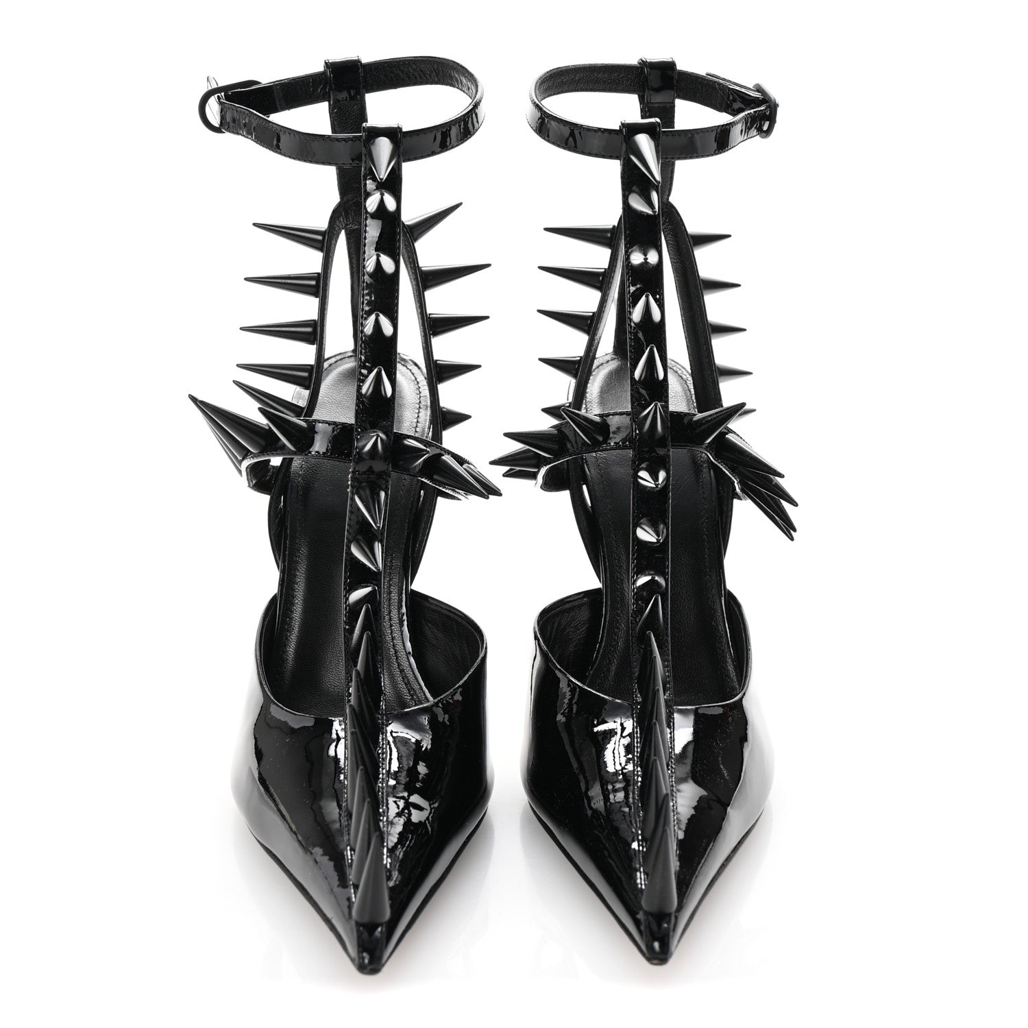 Balenciaga Glossy Calfskin Spiked Pumps 36 Black 3 of 10