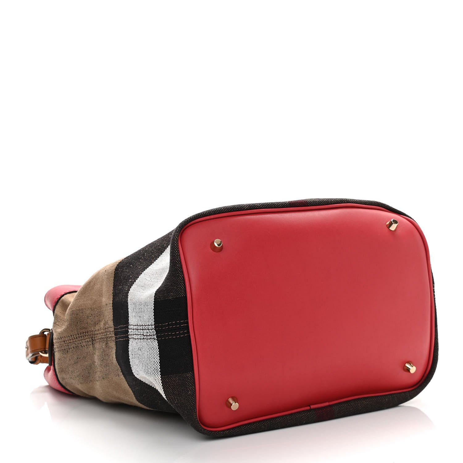 Burberry Grainy Calfskin Canvas Mega Check Medium Ashby Tassel Hobo Pink Azalea 4 of 11