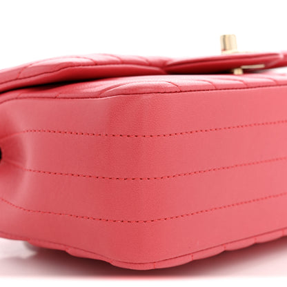 Chanel Lambskin Chevron Quilted Mini Rectangular Flap Dark Pink 8 of 9