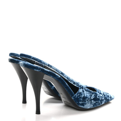 Saint Laurent Velluto Mastrop Tom 90 Dream Slingback Pumps 40 Denim 5 of 10