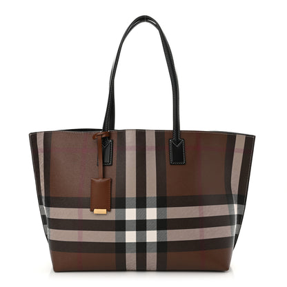 Burberry E-Canvas Check Medium Soft TB Tote Dark Birch Brown 1 of 8
