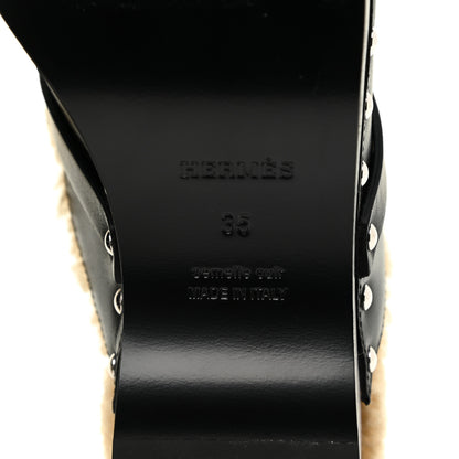 Hermes Calfskin Wool Carlotta Mules 35 Black 6 of 8