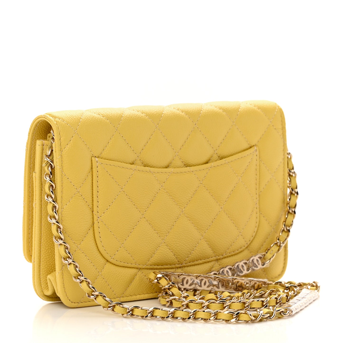Caviar Quilted Tiny CC Wallet On Chain WOC Yellow