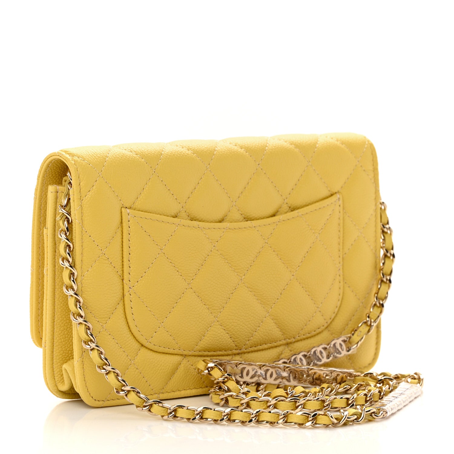 Chanel Caviar Quilted Tiny CC Wallet On Chain WOC Yellow 1 of 13