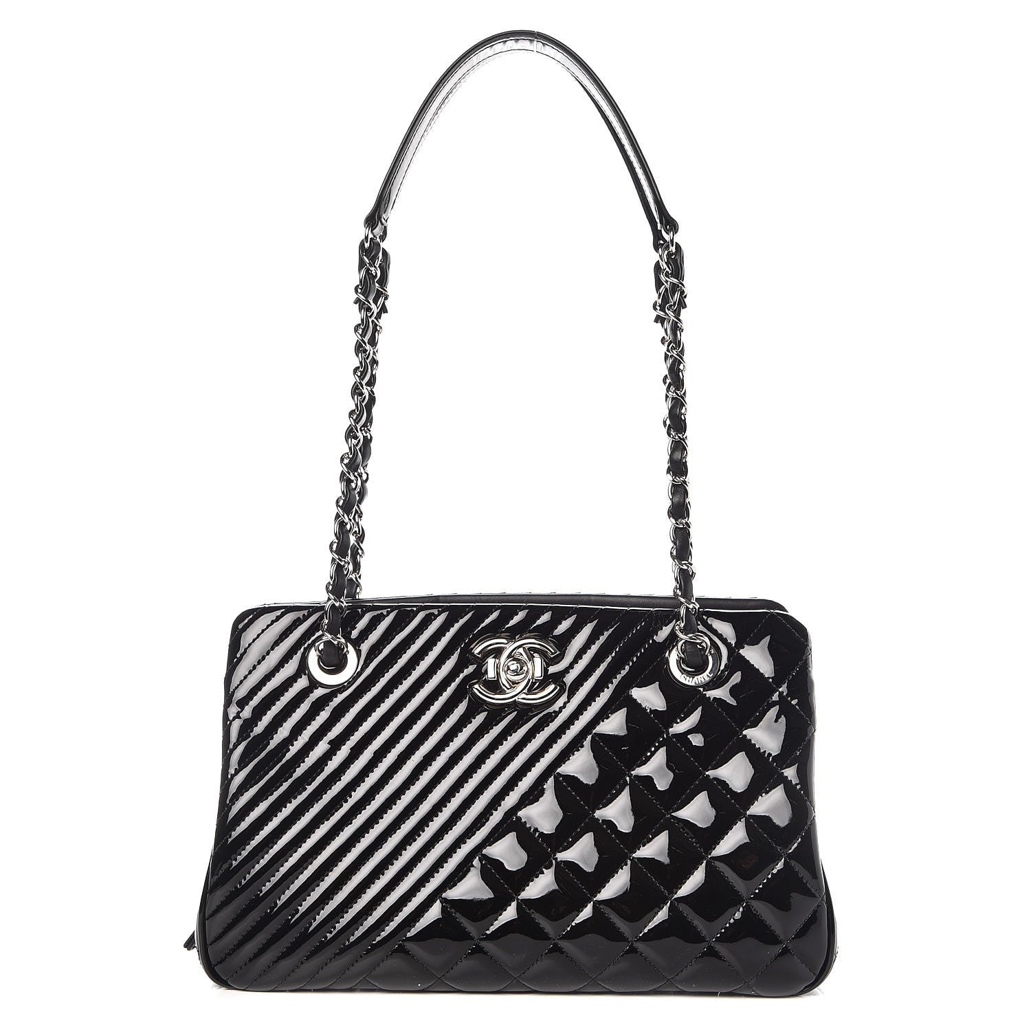 Chanel Patent Quilted Coco Boy Shoulder Bag Black 1 of 7