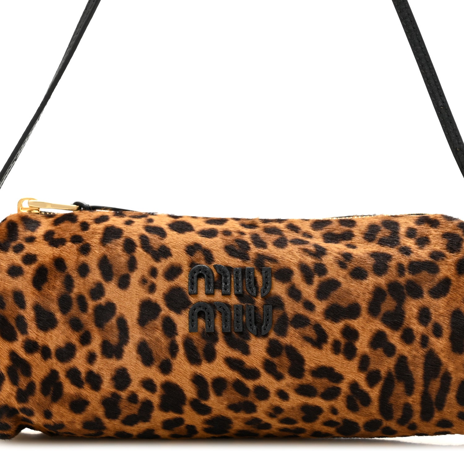 Miu Miu Nappa Calf Hair Leopard Printed Pouch Miele 7 of 10