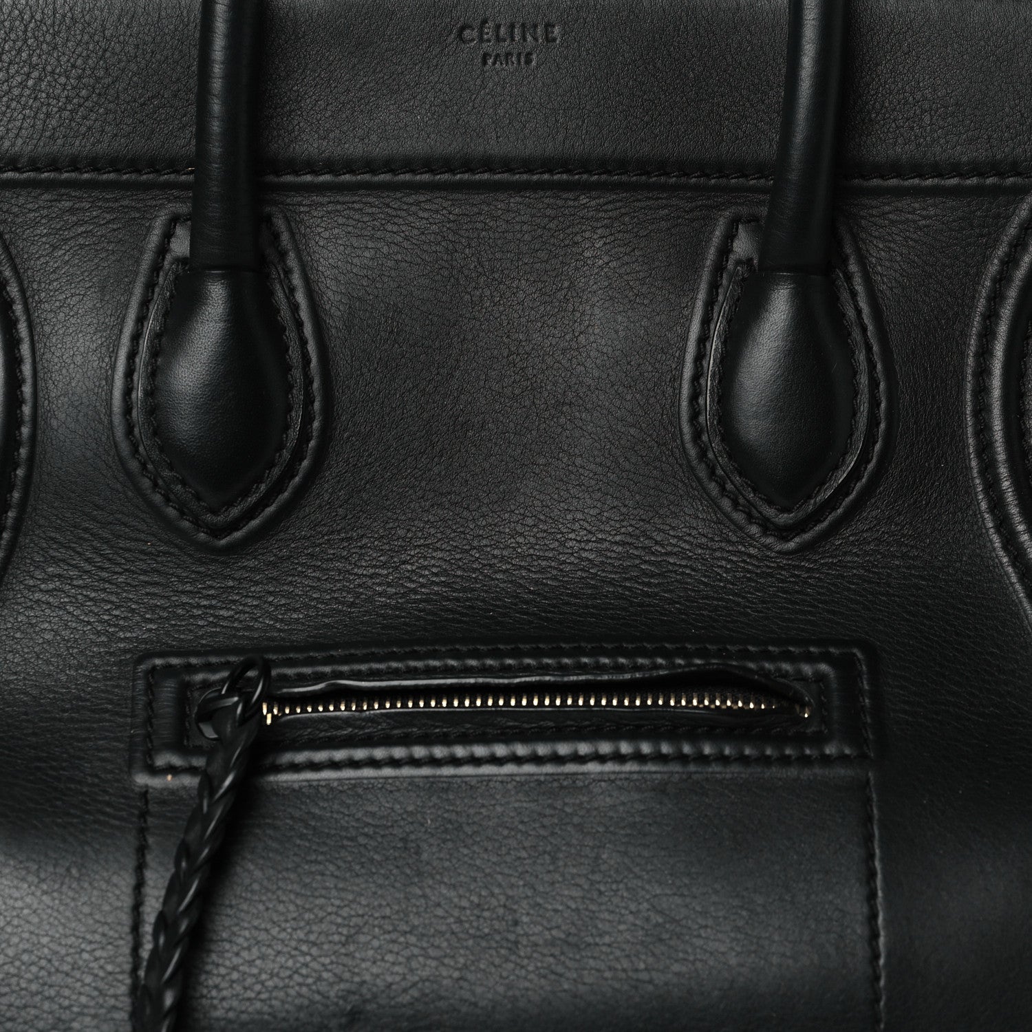 Celine Grained Calfskin Medium Phantom Luggage Black 8 of 10