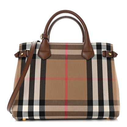 Burberry House Check Grainy Calfskin Medium Banner Tote Brown 1 of 9