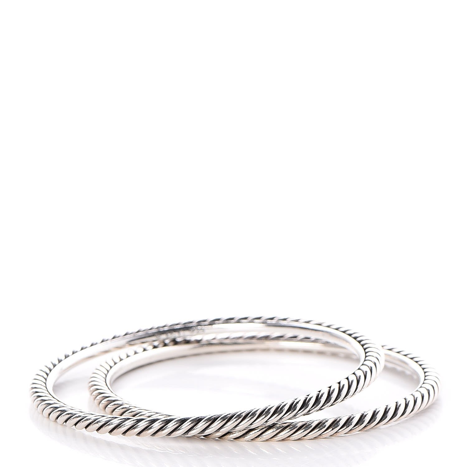 David Yurman Sterling Silver Cable Classics Bangles Bracelet Set of 2 1 of 5
