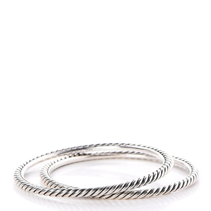 David Yurman Sterling Silver Cable Classics Bangles Bracelet Set of 2 1 of 5