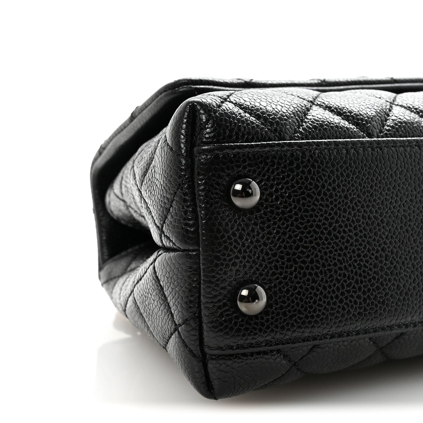Iridescent Caviar Quilted Mini Coco Handle Flap So Black