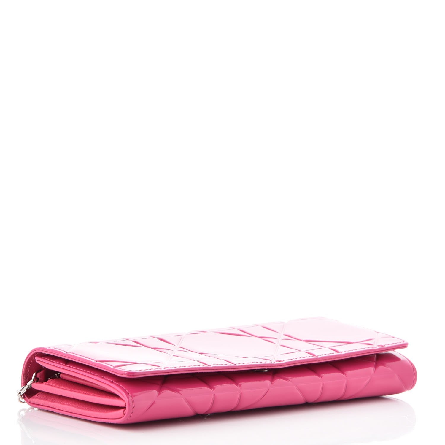 Christian Dior Patent Cannage Rendez-vous Chain Wallet Fuchsia 4 of 8