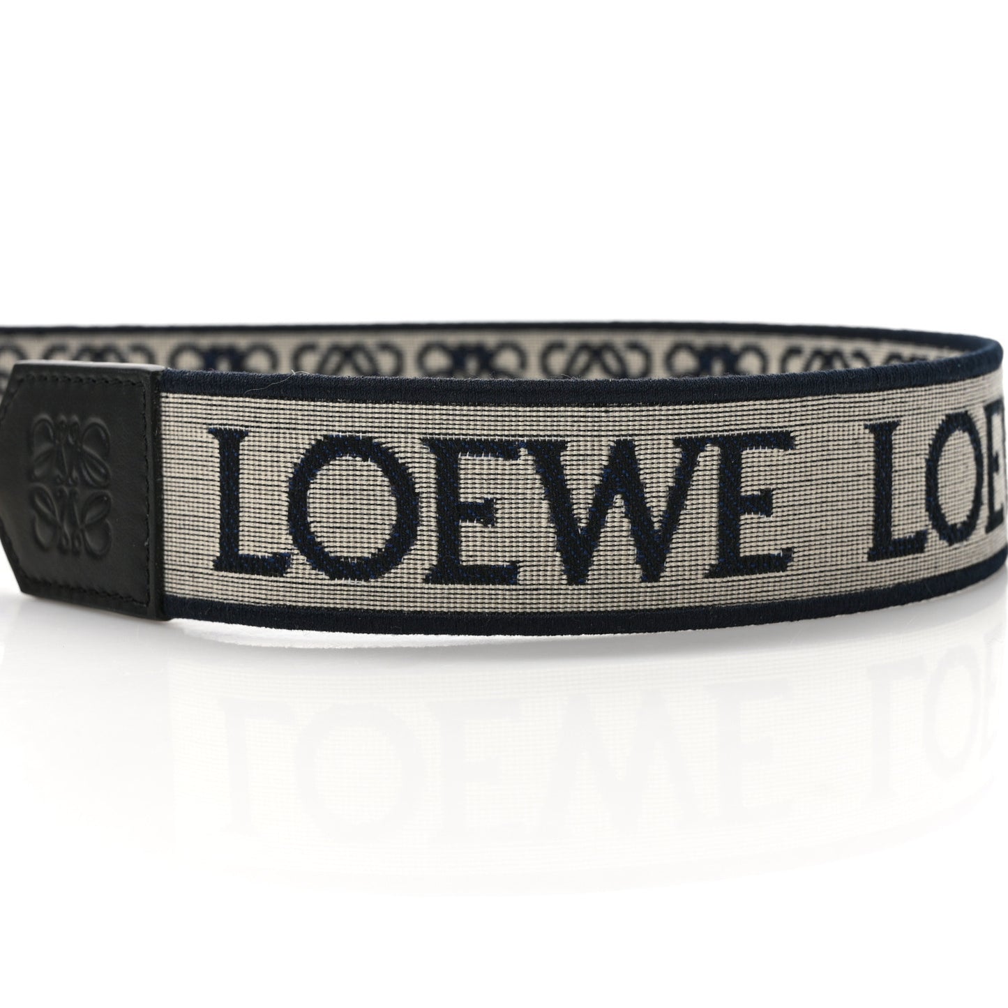 Calfskin Jacquard Anagram Strap Navy Black