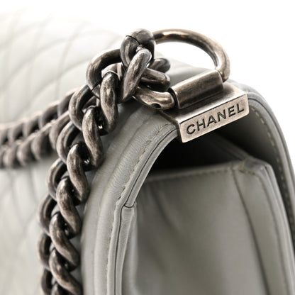 Chanel Metallic Lambskin Quilted Medium Boy Flap Silver 12 of 13