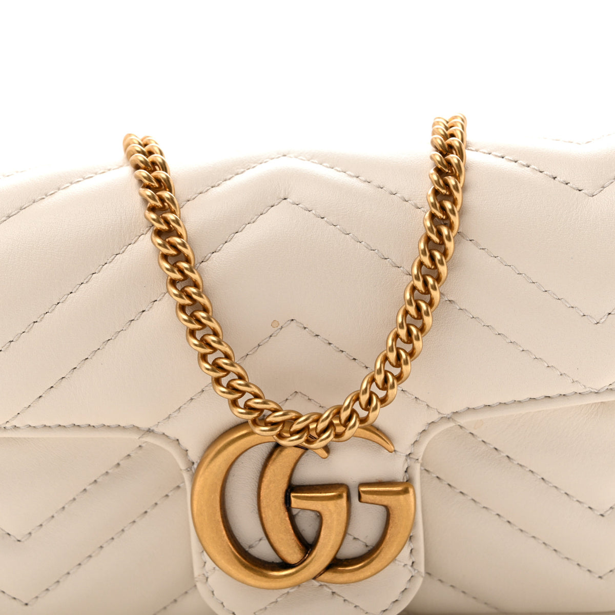 Calfskin Matelasse Super Mini GG Marmont Shoulder Bag White