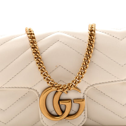 Gucci Calfskin Matelasse Super Mini GG Marmont Shoulder Bag White 8 of 14
