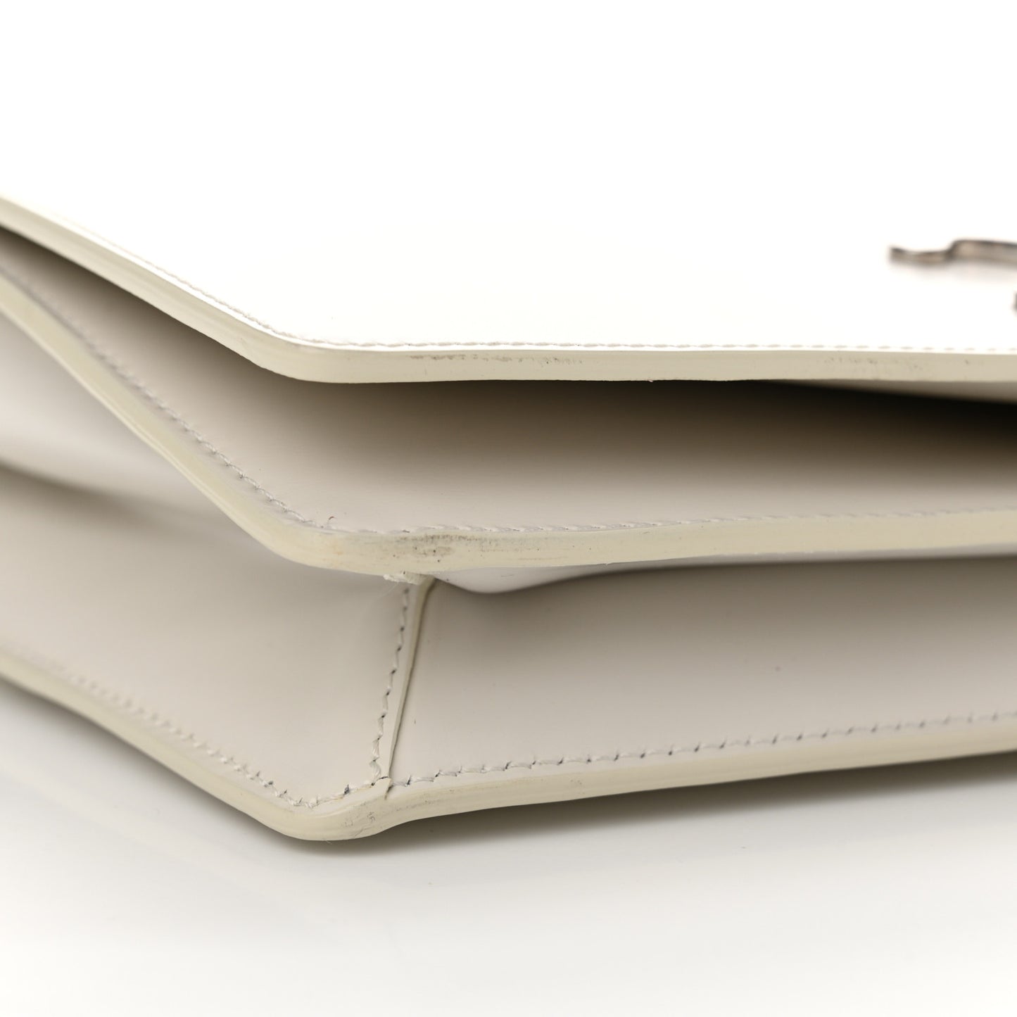 Shiny Calfskin Trapeze Triomphe Bag White
