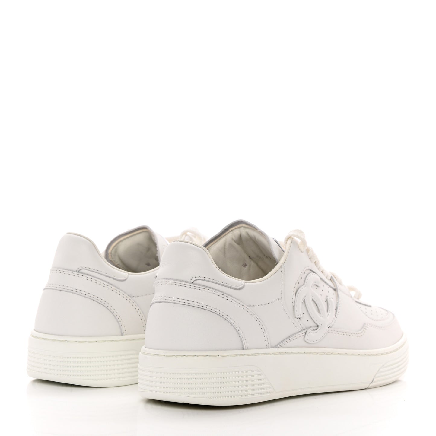 Calfskin CC Womens Sneakers 37.5 White