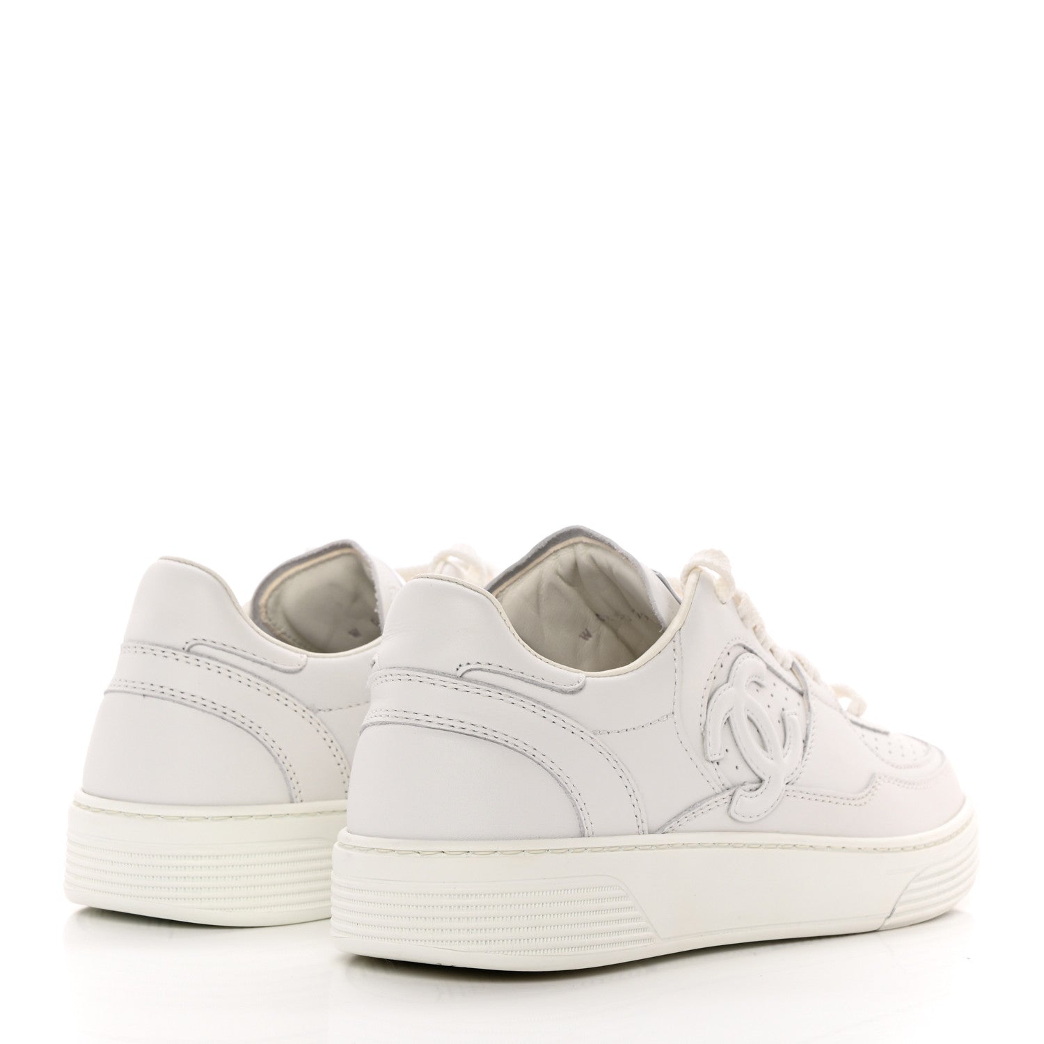 Chanel Calfskin CC Womens Sneakers 37.5 White 4 of 11
