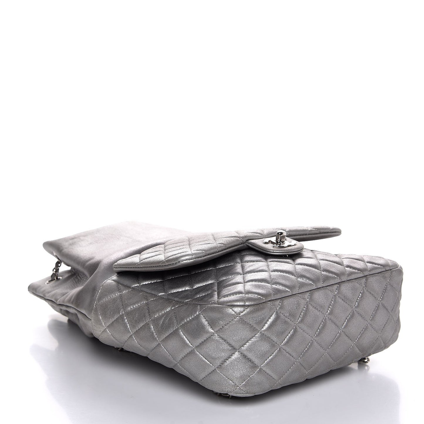 Metallic Lambskin Quilted Large In Seoul Backpack Silver