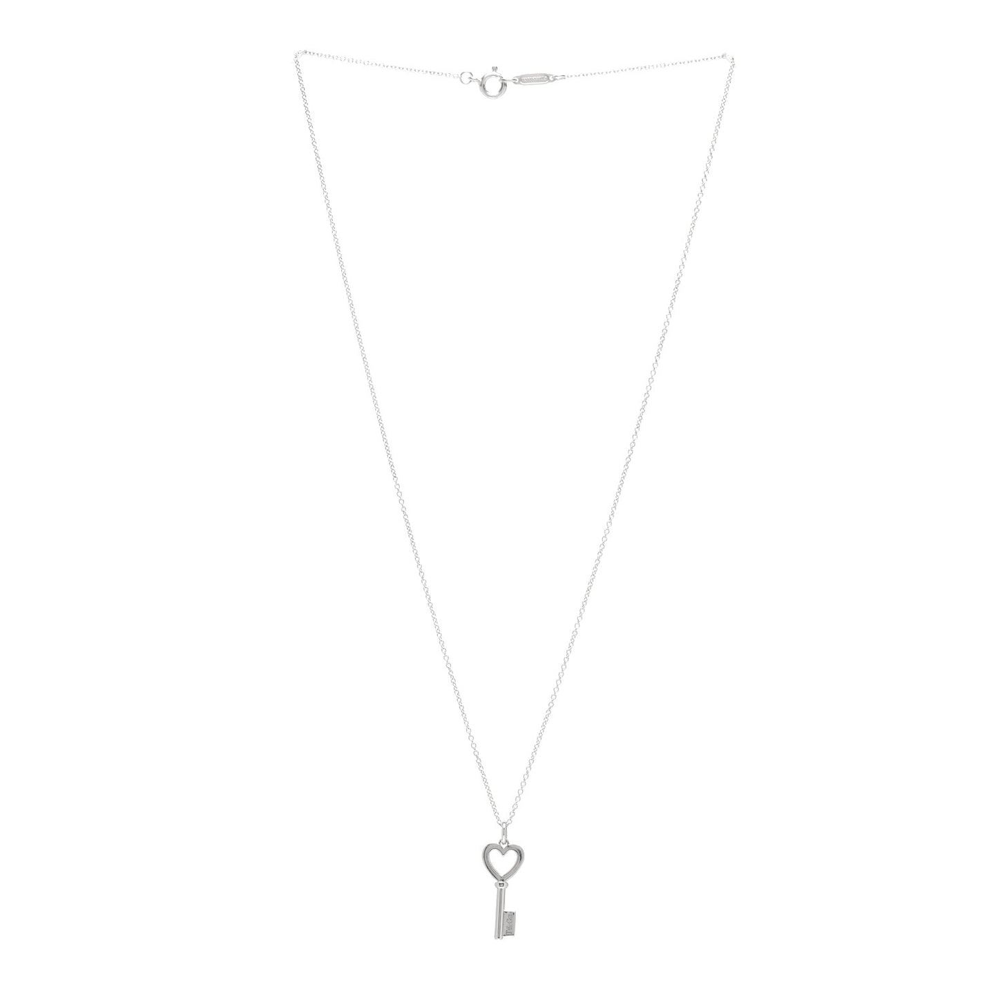 Sterling Silver Mini Heart Key Pendant Necklace