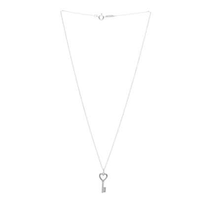 Tiffany Sterling Silver Mini Heart Key Pendant Necklace 3 of 4