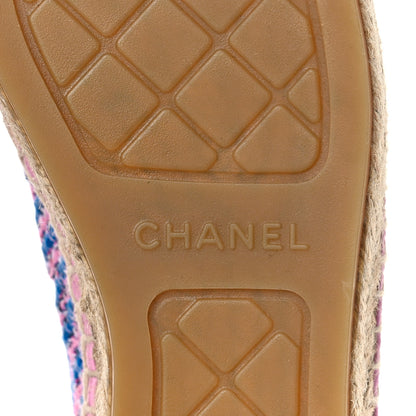 Chanel Tweed Grosgrain CC Espadrilles 38 Pink Black 7 of 11