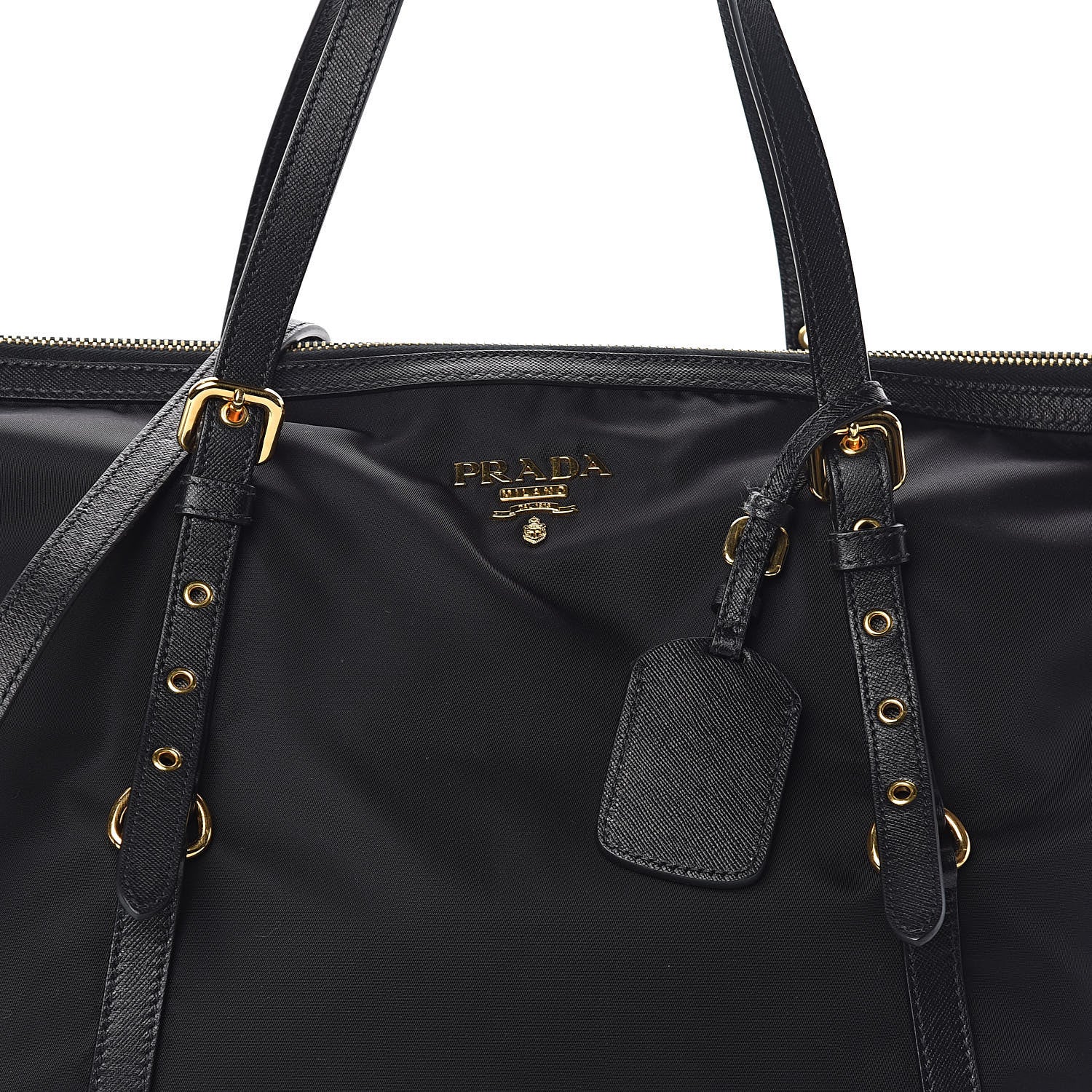 Prada Tessuto Nylon Saffiano Tote Black 7 of 9