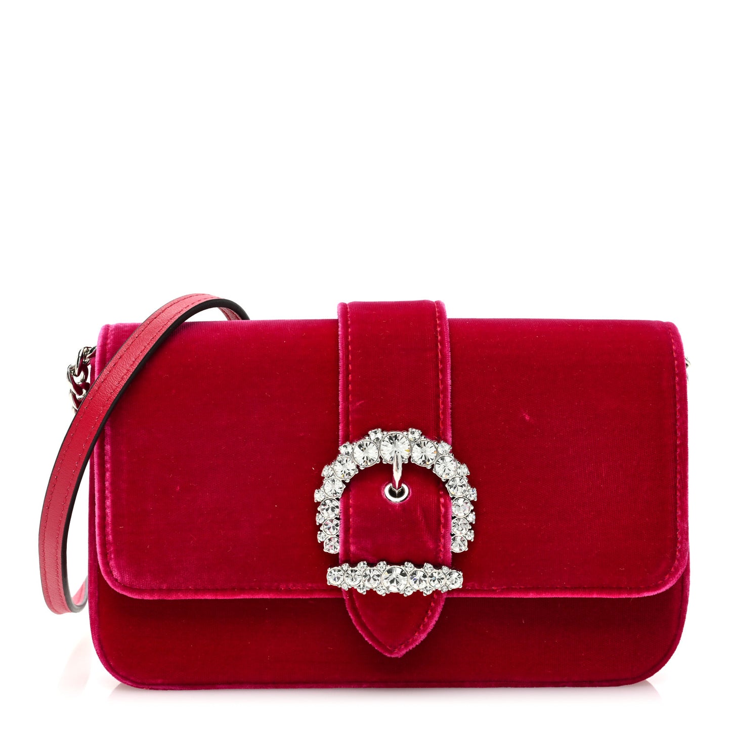 Velvet Crystal Cheri Wallet on Chain Pink