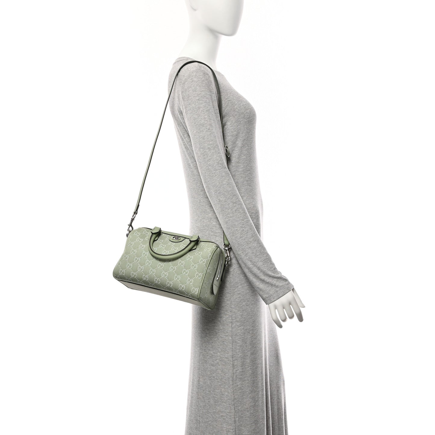 Summer Denim Calfskin GG Monogram Small Ophidia Top Handle Bag Pale Green