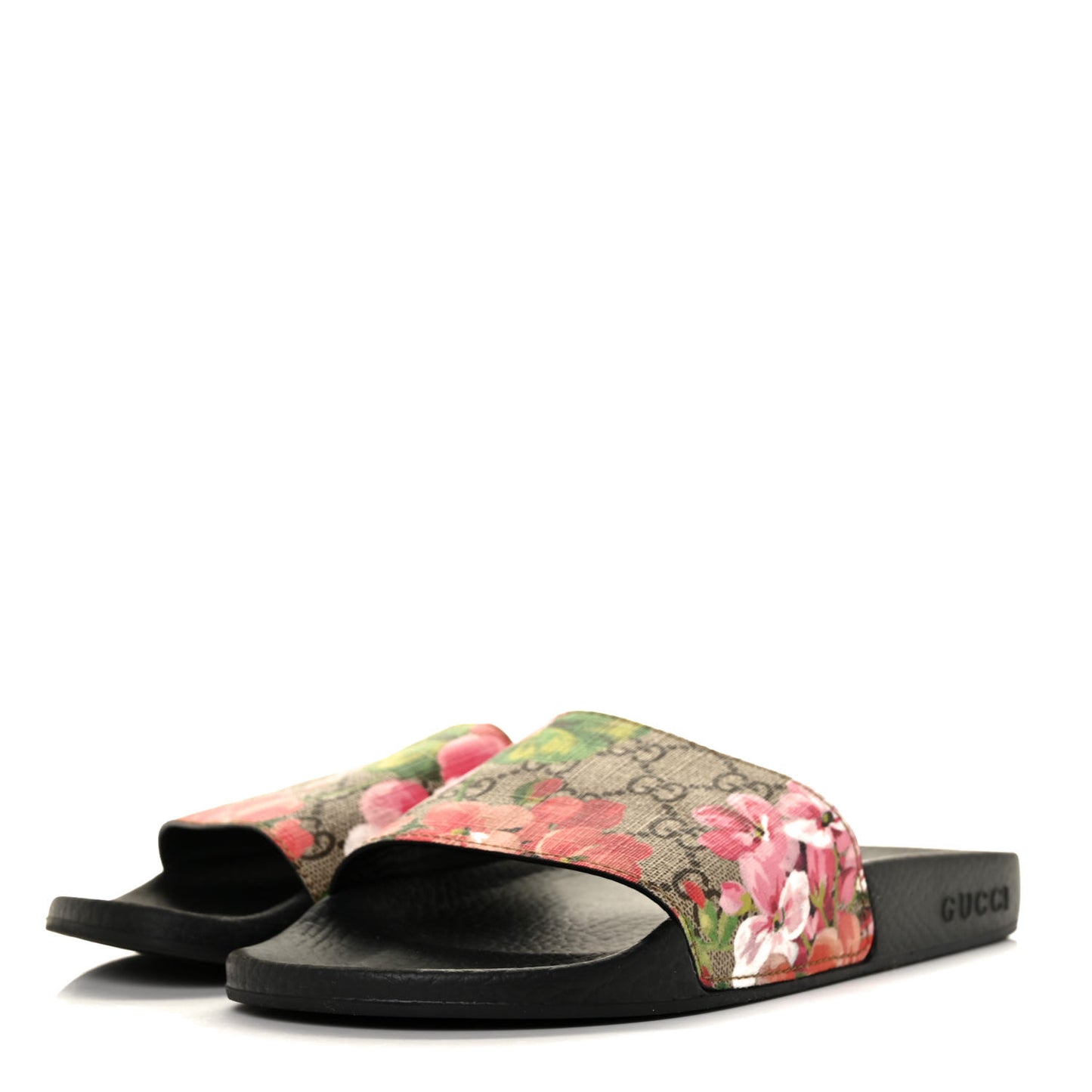 GG Supreme Monogram Blooms Slide Sandals 37 Beige Multicolor