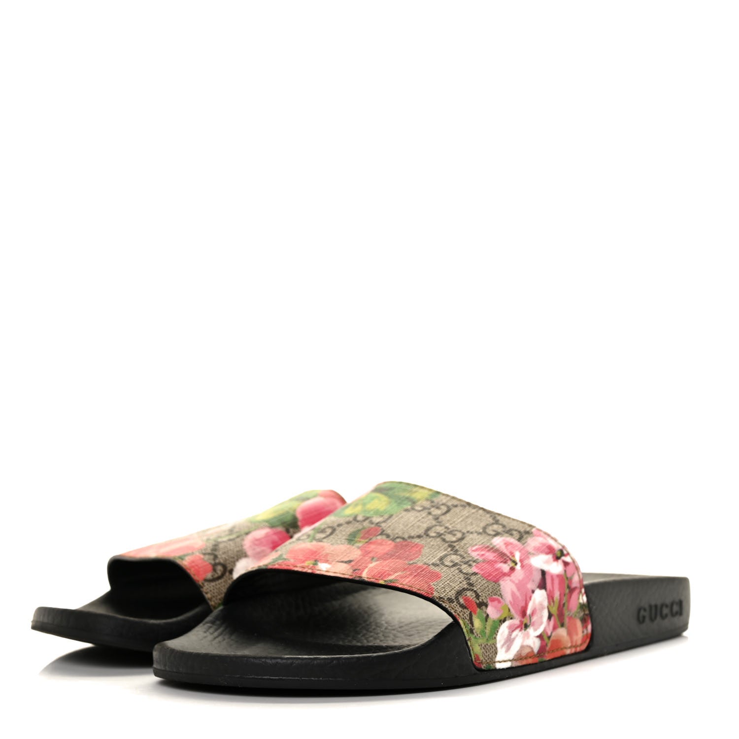 Gucci GG Supreme Monogram Blooms Slide Sandals 37 Beige Multicolor 3 of 5