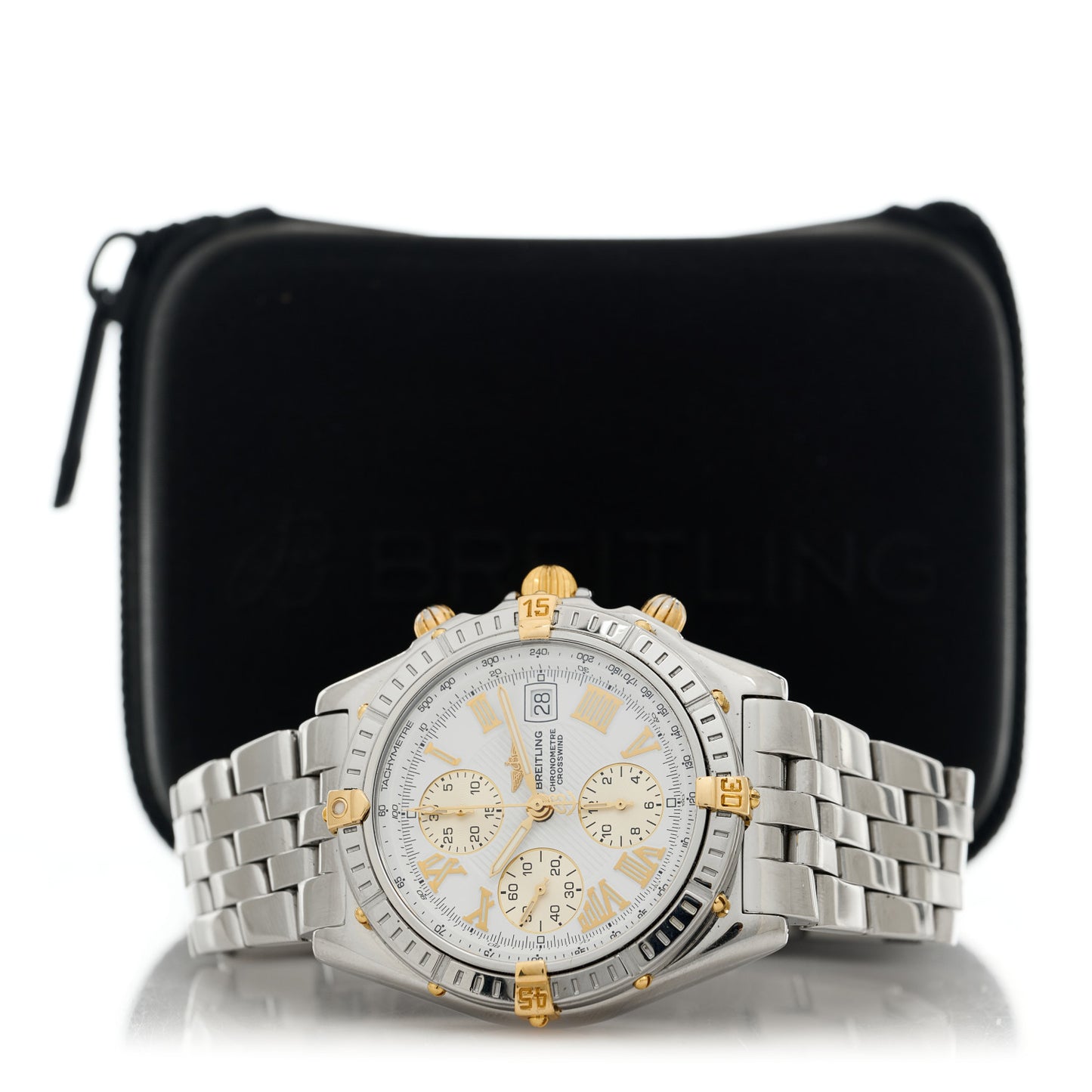 Stainless Steel 18K Yellow Gold 43mm Crosswind Chronograph Automatic Watch B13355