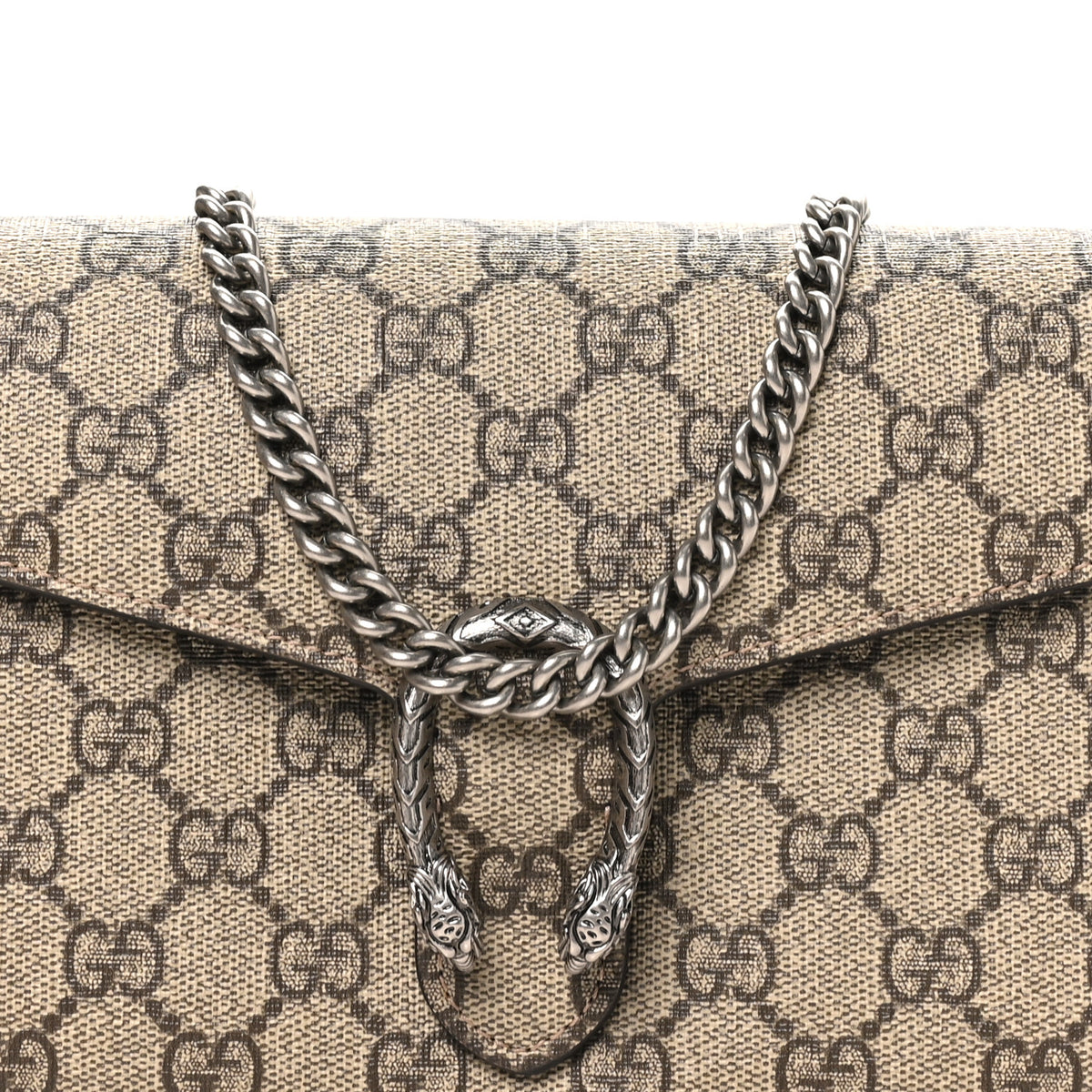 GG Supreme Monogram Mini Dionysus Chain Wallet Beige Taupe