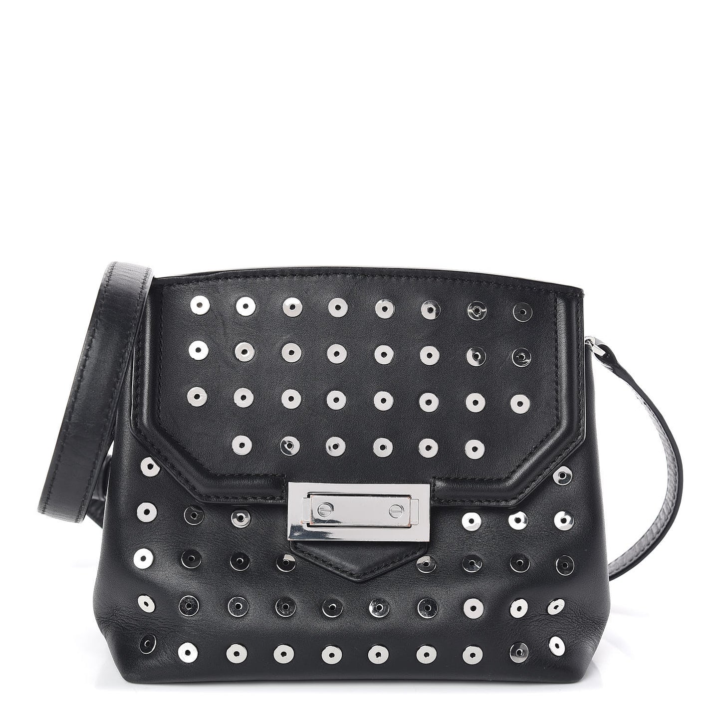 Lambskin Small Eyelets Marion Tote Black Silver Hardware