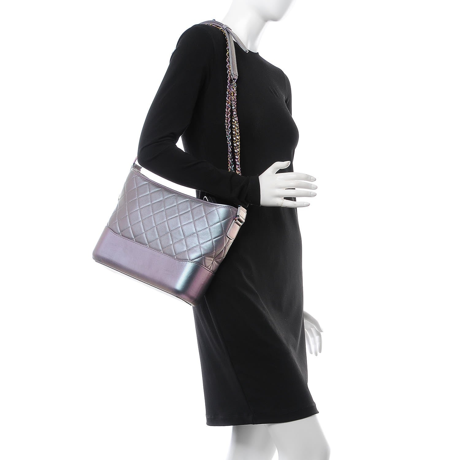 Chanel Iridescent Lambskin Calfskin Quilted Medium Gabrielle Hobo Light Purple 2 of 8