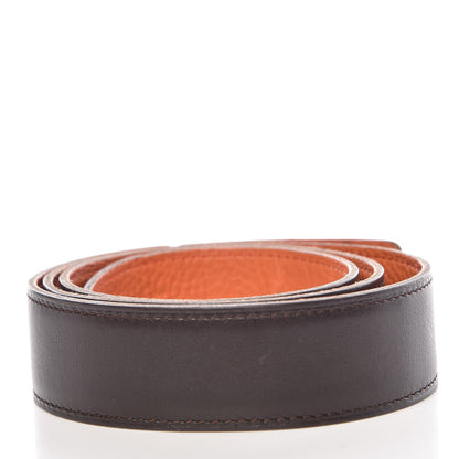 Hermes Box Togo 32mm Belt Strap 85 Chocolate Orange 2 of 10