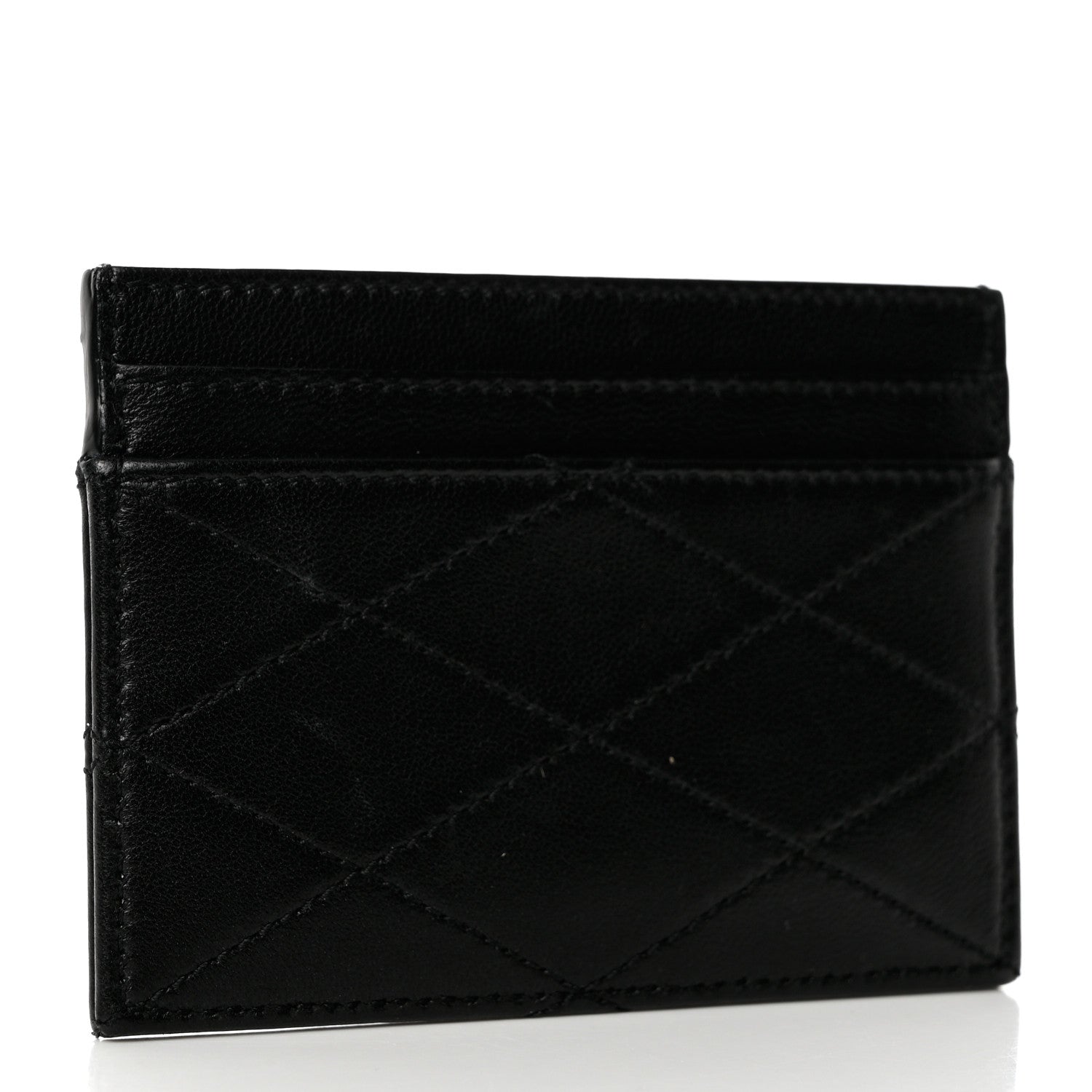 Saint Laurent Grain De Poudre Matelasse Chevron Monogram Credit Card Case Red 7 of 22