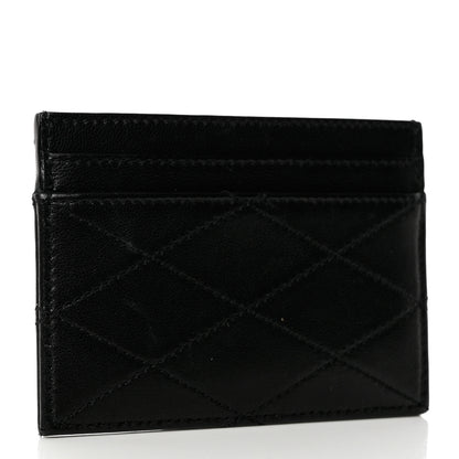 Saint Laurent Grain De Poudre Matelasse Chevron Monogram Credit Card Case Red 7 of 22