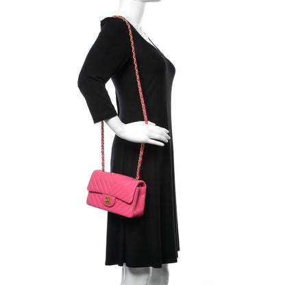 Chanel Lambskin Chevron Quilted Mini Rectangular Flap Pink 2 of 12