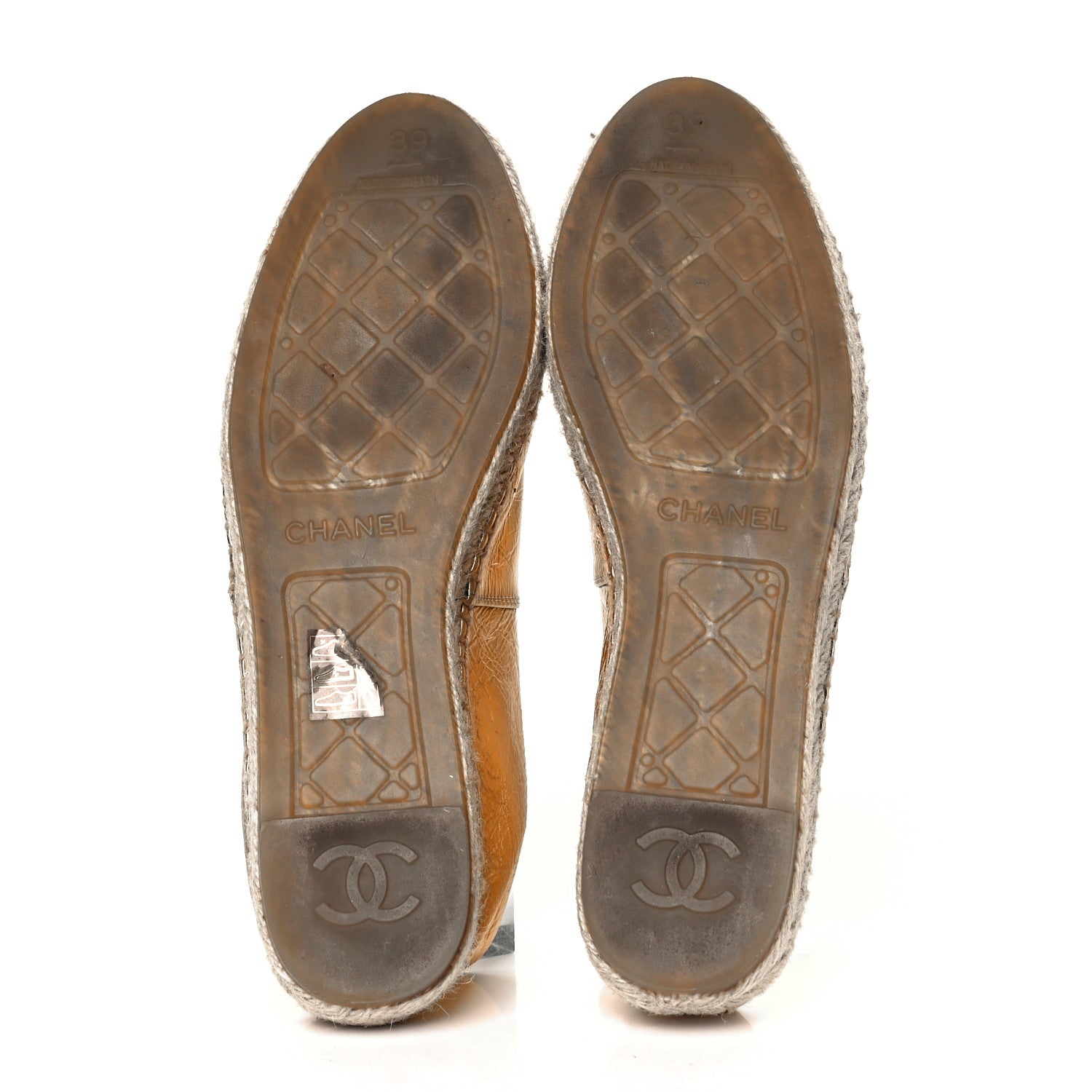 Chanel Laminated Lambskin Grosgrain CC Espadrilles 39 Gold Black 6 of 8