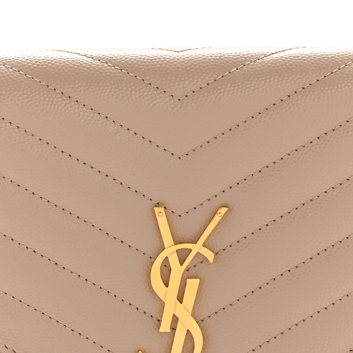 Saint Laurent Grain De Poudre Matelasse Chevron Monogram Envelope Clutch Dark Beige 8 of 12