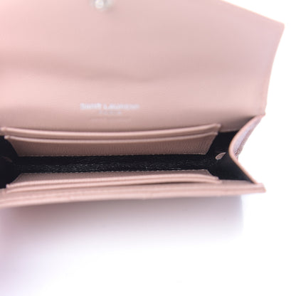 Saint Laurent Grain De Poudre Matelasse Chevron Small Monogram Envelope Wallet Pale Pink 5 of 7
