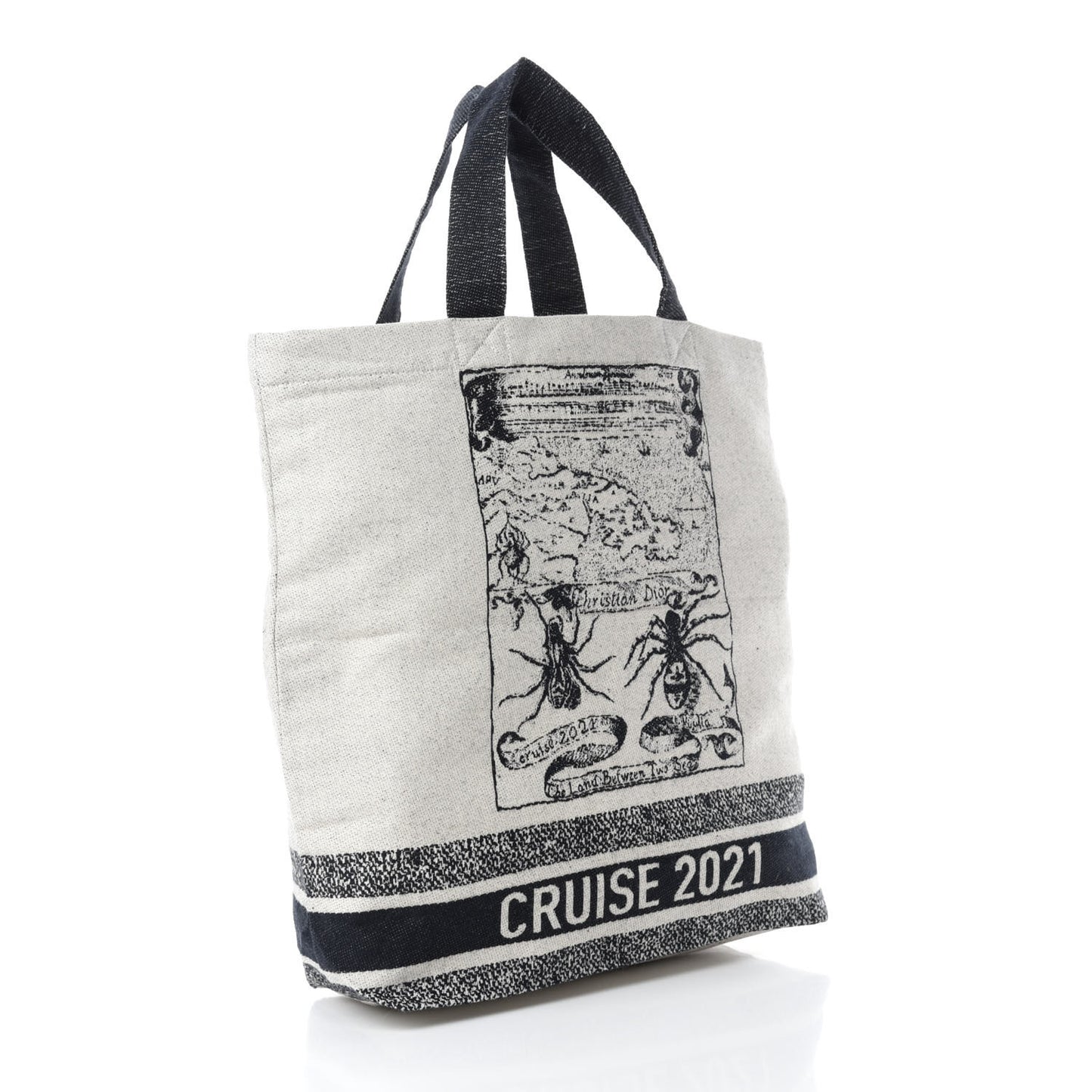 Canvas Print Cruise Tote Ivory Black