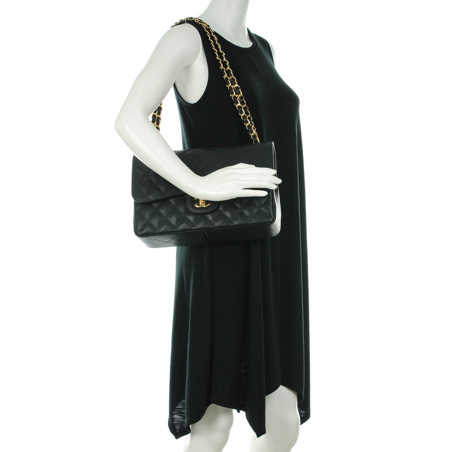 Chanel Caviar Quilted Jumbo Double Flap Black 2 of 8