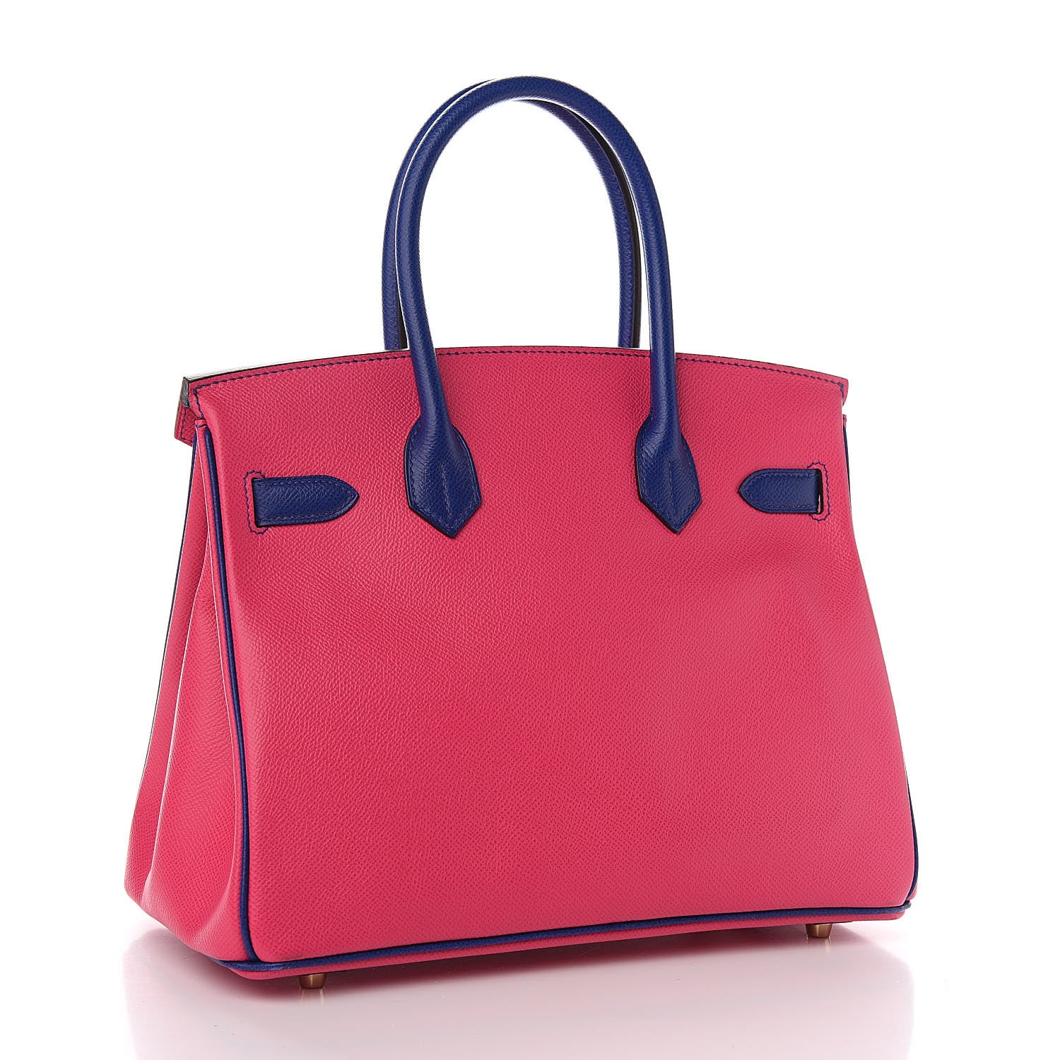Hermes Epsom Bi Color Horseshoe Birkin 30 Rose Tyrien Bleu Electrique 3 of 8
