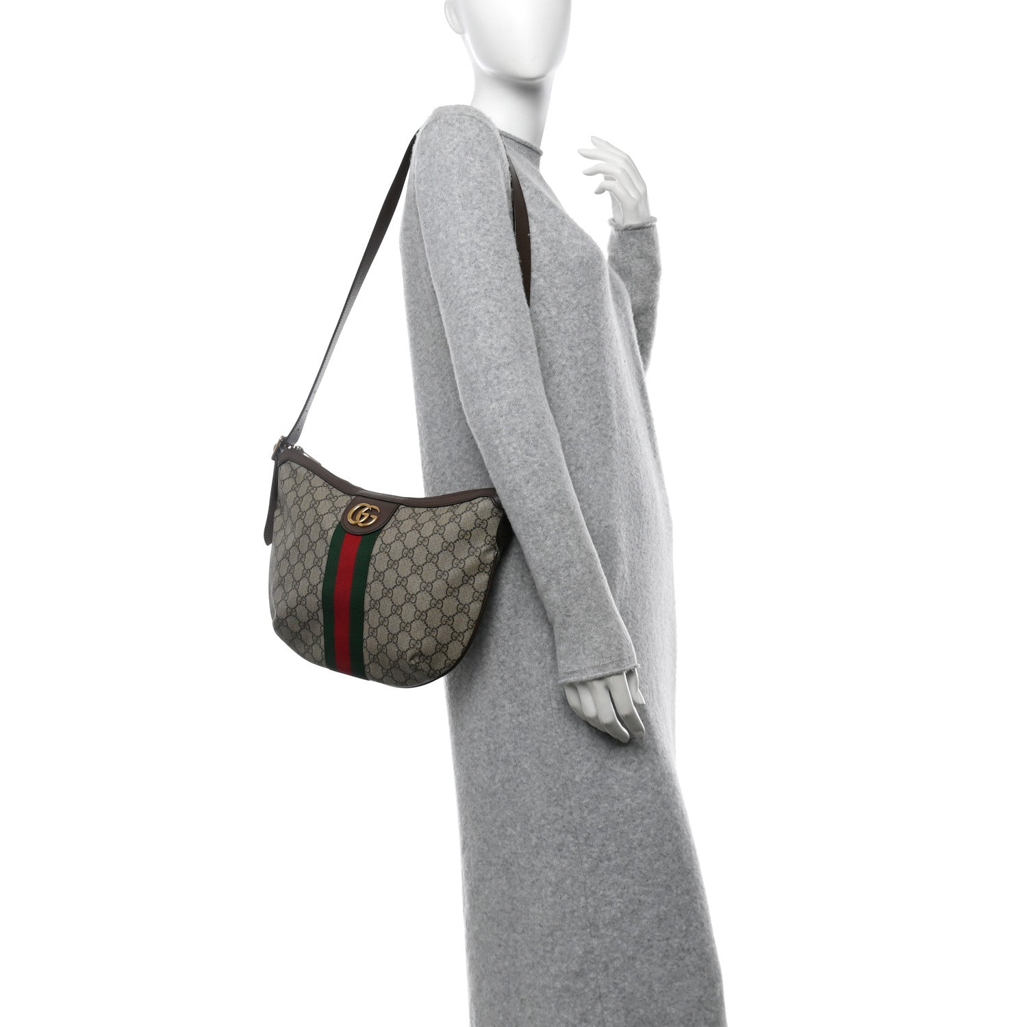 Gucci GG Supreme Monogram Web Small Ophidia Half Moon Hobo Brown 2 of 11