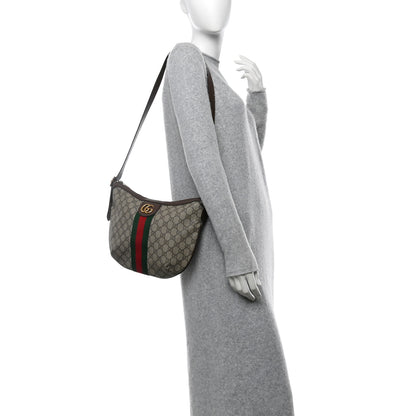 Gucci GG Supreme Monogram Web Small Ophidia Half Moon Hobo Brown 2 of 11