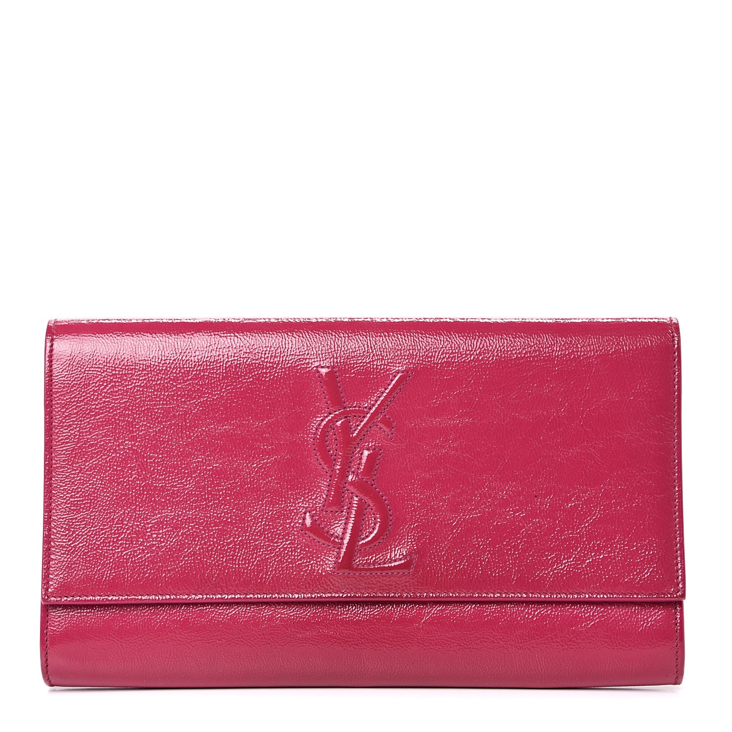 Textured Patent Monogram Large Belle De Jour Clutch Fuchsia